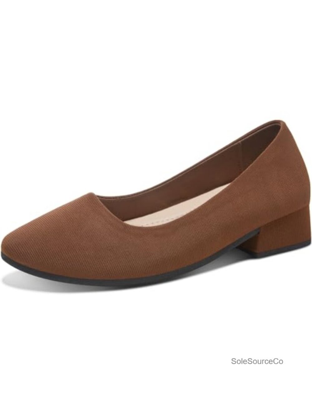 Women's Low Block Chunky Heels Pumps Closed Round Toe Textile Office Shoes